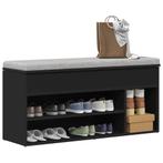 vidaXL Schoenenbank 102x30,5x45 cm bewerkt hout zwart, Verzenden, Nieuw