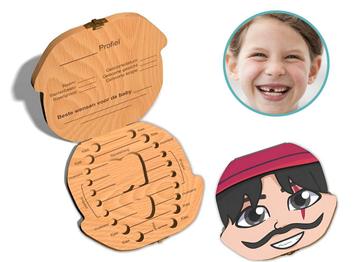 Tandendoosje met naam - Kapitein haak - Hout beschikbaar voor biedingen