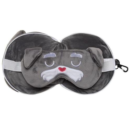 Reiskussen & Slaapmasker Hondje Rond - Grijs - Hoogte 15.5cm, Huis en Inrichting, Woonaccessoires | Kussens, Nieuw, Ophalen of Verzenden