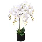 Kunst orchidee plant met pot 75 cm wit (Kunstgras-Planten), Nieuw, Verzenden