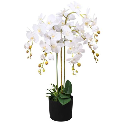 Kunst orchidee plant met pot 75 cm wit (Kunstgras-Planten), Tuin en Terras, Gras en Kunstgras, Nieuw, Verzenden