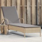 vidaXL Ligbed met wielen en kussen poly rattan beige, Verzenden, Nieuw