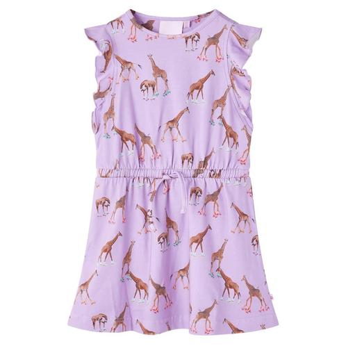 vidaXL Kinderjurk met mouwen met ruches en trekkoord 92 lila, Kinderen en Baby's, Kinderkleding | Overige, Nieuw, Verzenden