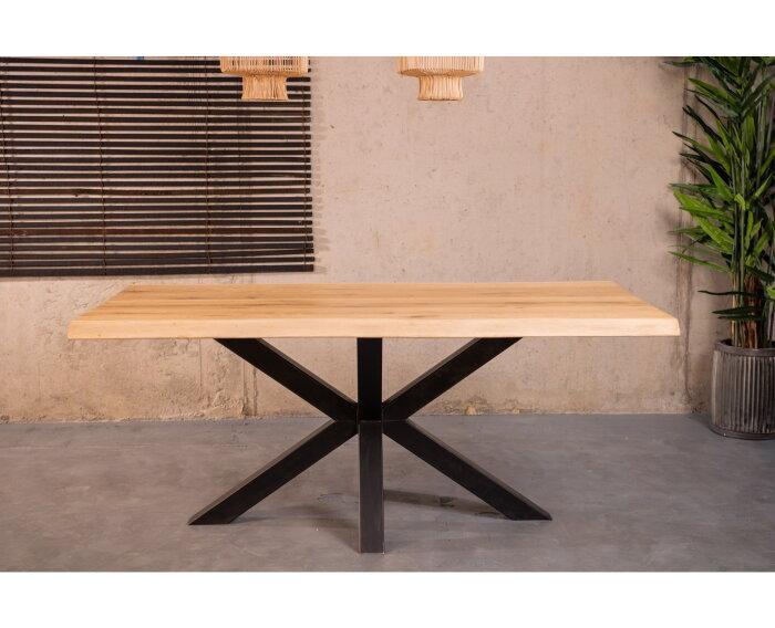 Boomstamtafel eiken MALMO met spinpoot - 220x100 |, Huis en Inrichting, Tafels | Eettafels, Nieuw, Ophalen of Verzenden