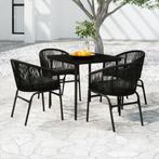 vidaXL 5-delige Tuinset zwart, Tuin en Terras, 4 zitplaatsen, Kunststof, Verzenden, Nieuw