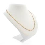 Bicolor gouden fantasie/figaro schakel ketting | 46 cm, Sieraden, Tassen en Uiterlijk, Kettingen, Ophalen of Verzenden, Gebruikt