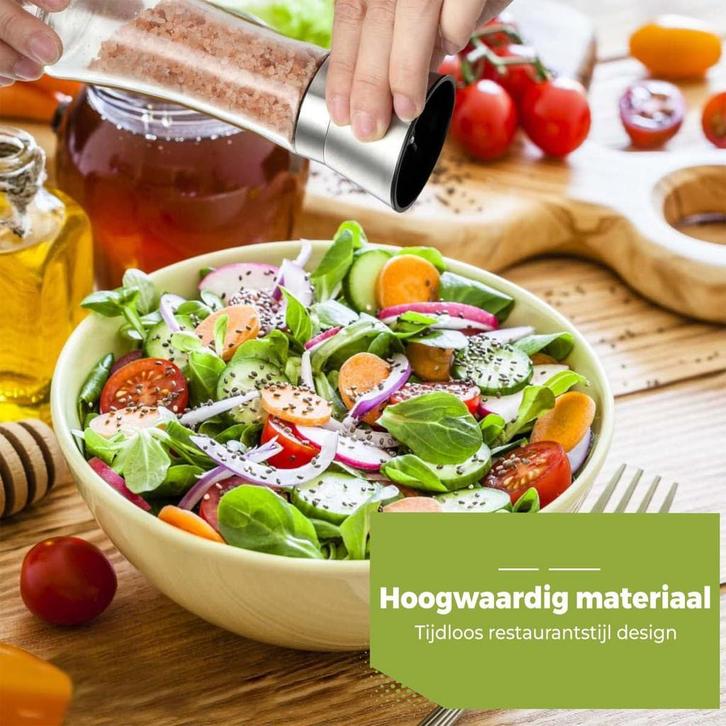HI NATURE™ Luxe kwaliteit Peper en Zoutmolen set 2 stuks -, Huis en Inrichting, Keuken | Keukenbenodigdheden, Zo goed als nieuw