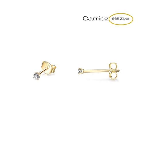 925 zilveren mini cz studs 2mm goud verguld, Sieraden, Tassen en Uiterlijk, Kettinghangers, Nieuw, Verzenden