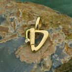9 Krt. Abstracte hanger met diamant | 0,01 ct., Sieraden, Tassen en Uiterlijk, Antieke sieraden, Ophalen of Verzenden, Goud, Met edelsteen
