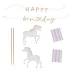 Paarden Taarttopper Happy Birthday 15cm, Hobby en Vrije tijd, Feestartikelen, Nieuw, Verzenden