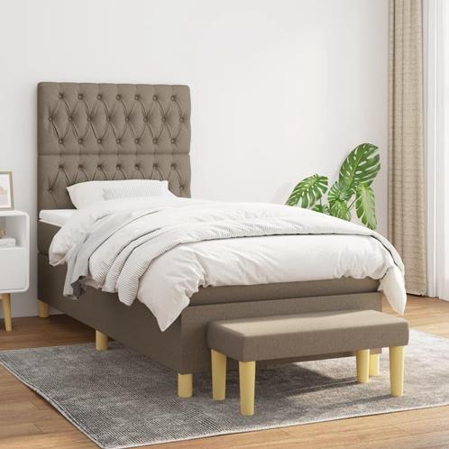 vidaXL Boxspring met matras stof taupe 90x200 cm, Huis en Inrichting, Slaapkamer | Bedden, 90 cm, 200 cm, Eenpersoons, Nieuw, Stof