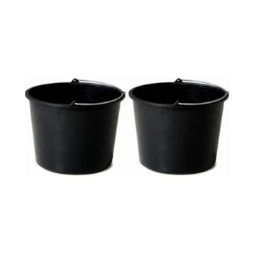 Set 2x Bouwemmers 20L Zwart – Met Maatverdeling beschikbaar voor biedingen