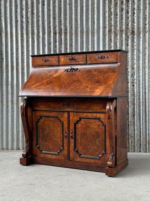 Secrétaire - piano model - Eik, Walnoot, Antiek en Kunst, Antiek | Meubels | Stoelen en Banken
