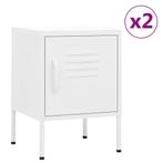 vidaXL Nachtkastjes 2 st 35x35x51 cm staal wit, Minder dan 45 cm, Nieuw, Minder dan 55 cm, Verzenden