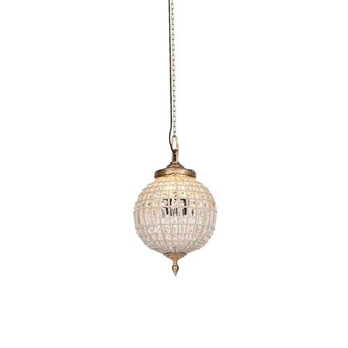 Art Deco hanglamp kristal met goud 35 cm - Kasbah, Huis en Inrichting, Lampen | Hanglampen, Nieuw, 75 cm of meer