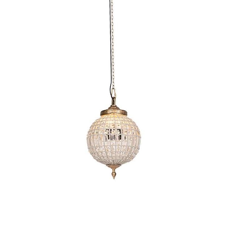 Art Deco hanglamp kristal met goud 35 cm - Kasbah, Huis en Inrichting, Lampen | Hanglampen, Nieuw, 75 cm of meer