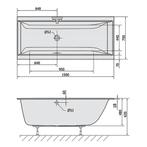 Ligbad Polysan Cleo Slim Inbouw 150x75x48 cm Wit, Doe-het-zelf en Verbouw, Sanitair, Ophalen of Verzenden, Nieuw