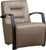 Grijze leren industriële stalen fauteuil - Massif Leer Lava, Nieuw, Ophalen of Verzenden, Modern, 50 tot 75 cm