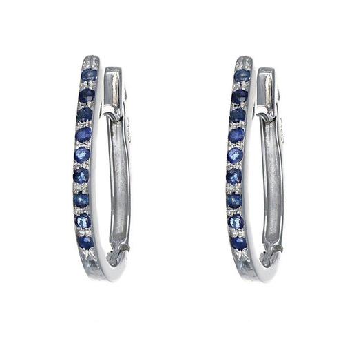 Oorbellen - 18 karaat Witgoud - 0.27ct. tw. Saffier, Sieraden, Tassen en Uiterlijk, Oorbellen