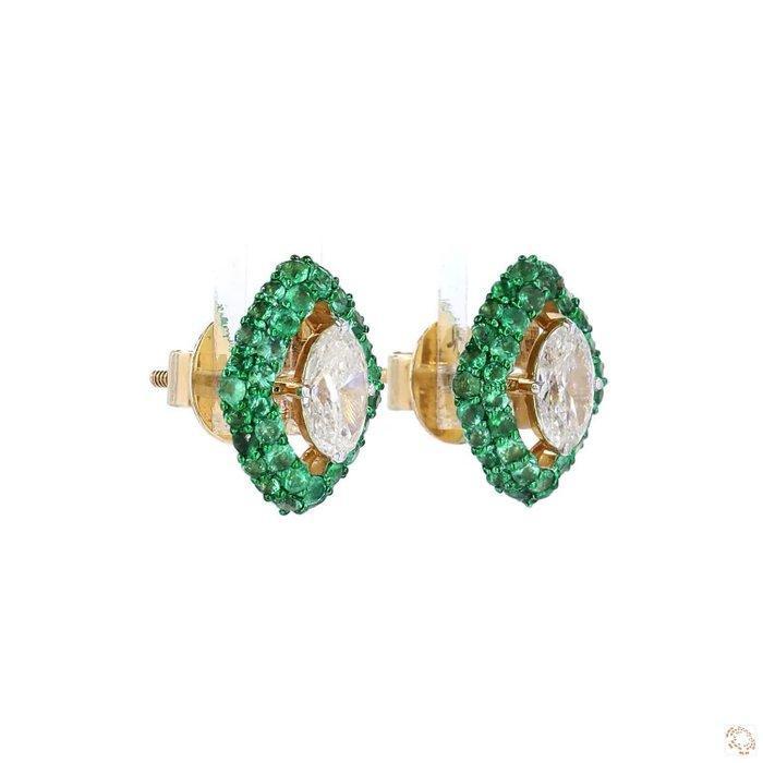 Oorstekers - 14 karaat Geel goud - 1.98ct. tw. Diamant, Sieraden, Tassen en Uiterlijk, Antieke sieraden