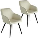 Set van 2 eetkamerstoelen Marilyn stof, zwarte poten - crème, Huis en Inrichting, Stoelen, Verzenden, Nieuw