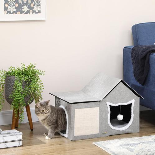 Kattenhol - CozyCat - Krabgedeelte - Dubbele deuren - Grijs, Dieren en Toebehoren, Katten-accessoires, Nieuw, Ophalen of Verzenden