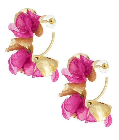 Oorbellen Bloem - Chique, Sieraden, Tassen en Uiterlijk, Oorbellen, Hangers, Roze, Nieuw, Overige materialen, Verzenden