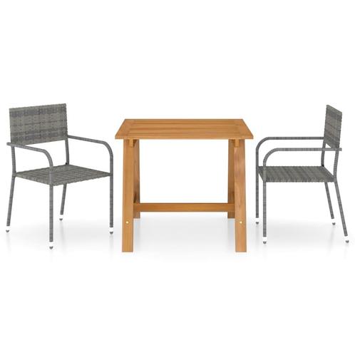 vidaXL 3-delige Tuinset grijs, Tuin en Terras, Tuinsets en Loungesets, Tuinset, Nieuw, 2 zitplaatsen, Rotan, Verzenden