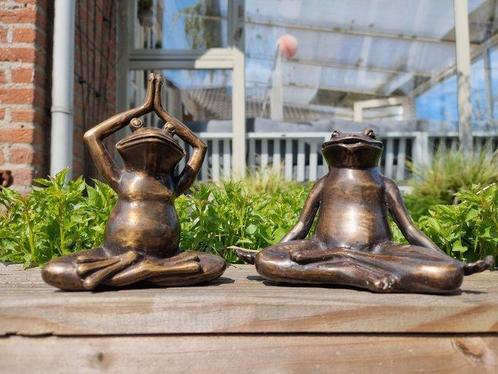 Beeldje - Mediterende kikkers - zen yoga - Brons, Antiek en Kunst, Curiosa en Brocante