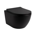 Kayvit Hangtoilet Mat Zwart met bril | randloos | softclose, Ophalen of Verzenden, Nieuw, Steen, Toilet