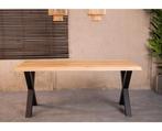Boomstamtafel Eiken MALMO met X-poten - 260x100 cm | Mat, Huis en Inrichting, Tafels | Eettafels, Ophalen of Verzenden, Nieuw