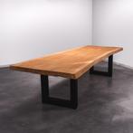 Boomstamtafel, Eettafel 300x115 massief hardhout, metaalpoot, Overige houtsoorten, Robuust Modern, 100 tot 150 cm, Ophalen of Verzenden