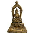 Boeddha Bronskleurig op Altaar (18 cm), Nieuw, Verzenden