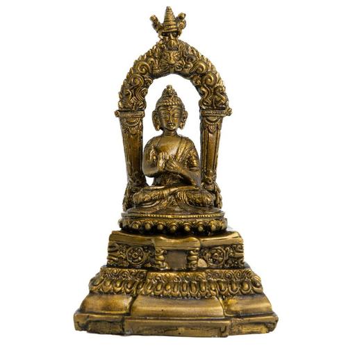 Boeddha Bronskleurig op Altaar (18 cm), Huis en Inrichting, Woonaccessoires | Boeddhabeelden, Nieuw, Verzenden
