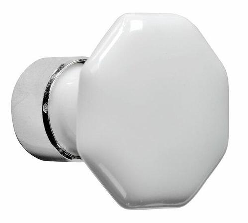Meubelknop Octo porselein 34mm wit/glans nikkel, Doe-het-zelf en Verbouw, Hang- en Sluitwerk, Nieuw, Ophalen of Verzenden