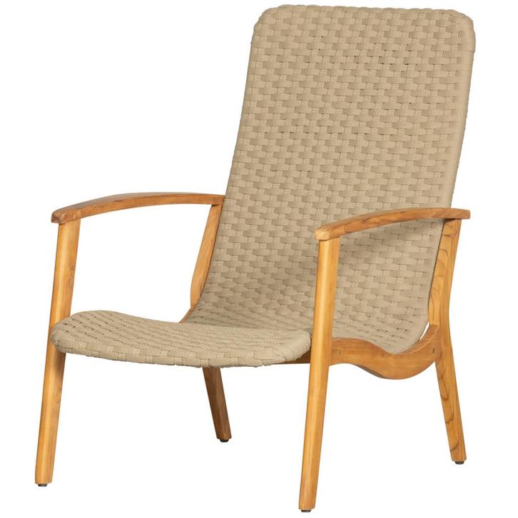 Loungestoel - Stony - Teak - Army Green - Exotan, Tuin en Terras, Tuinstoelen, Verzenden