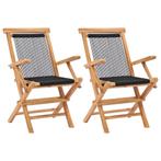 vidaXL Tuinstoelen inklapbaar 2 st massief teakhout en touw, Tuin en Terras, Tuinstoelen, Verzenden, Nieuw, Hout