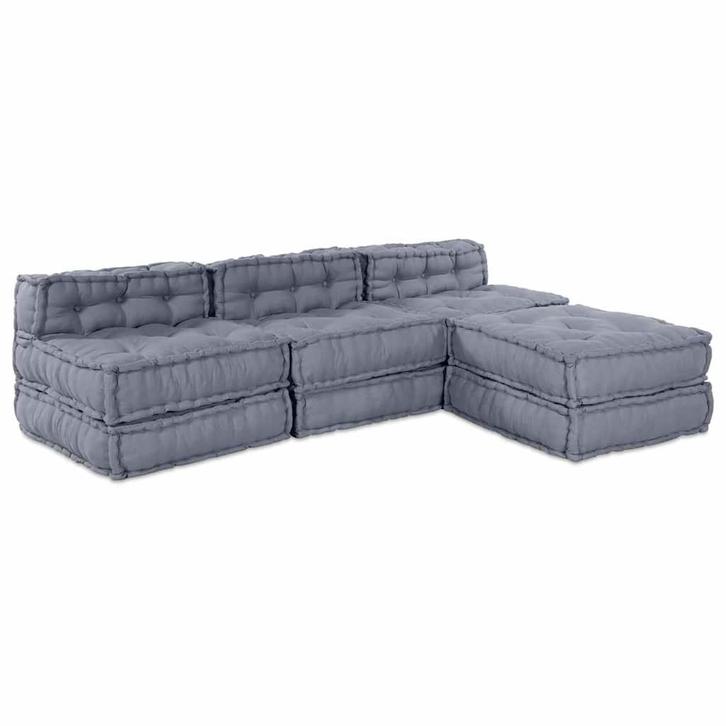 vidaXL Modulaire bank 4 pcs Grijs 70 x 70 x 56 cm Stof, Huis en Inrichting, Woonaccessoires | Kussens, Grijs, Nieuw, Verzenden