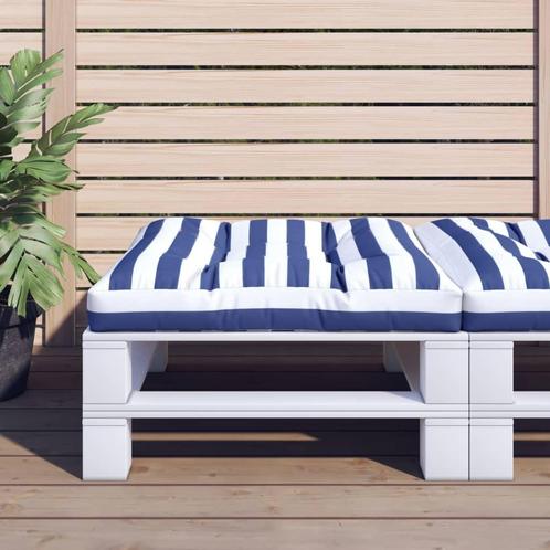 vidaXL Palletkussen gestreept 80x80x12 cm stof blauw en wit, Huis en Inrichting, Woonaccessoires | Kussens, Nieuw, Verzenden