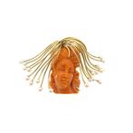Gouden hanger met hoofd van Medusa in bloedkoraal en parels, Ophalen of Verzenden, Gebruikt, Goud, Overige merken