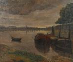 E.V. Hoeylandt (XIX-XX) - Avondstilte aan de rivier, Antiek en Kunst, Kunst | Schilderijen | Klassiek
