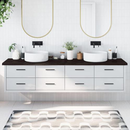 vidaXL Wastafelblad 220x50x(2-4) cm behandeld massief hout, Huis en Inrichting, Keuken | Keukenelementen, Grijs, Nieuw, Verzenden
