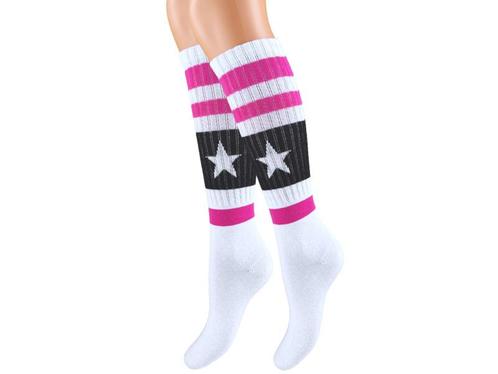 Kniekousen - Sportlook - Ster - Wit/Roze, Kinderen en Baby's, Kinderkleding | Schoenen en Sokken, Verzenden