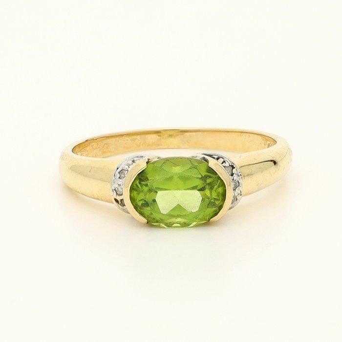 Ring - 18 karaat Geel goud - Diamant - Peridot, Sieraden, Tassen en Uiterlijk, Ringen