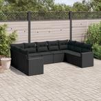 vidaXL 9-delige Loungeset met kussens poly rattan zwart, Verzenden, Nieuw, Rotan, Loungeset