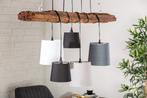 Design hanglamp LEVELS 115cm drijfhout zwartgrijs met 5, Huis en Inrichting, Lampen | Hanglampen, Nieuw, Ophalen of Verzenden