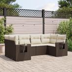 vidaXL 6-delige Loungeset met kussens poly rattan bruin, Verzenden, Nieuw, Rotan, Loungeset