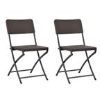 vidaXL Tuinstoelen inklapbaar 2 st HDPE en staal bruin, Tuin en Terras, Tuinstoelen, Verzenden, Nieuw, Kunststof