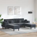 vidaXL Velours Bank met kussen met kussen 3 pcs Donkergrijs, Huis en Inrichting, Banken | Bankstellen, Verzenden, Nieuw, Stof
