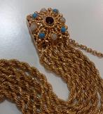 Armband - 19.2 kt. Geel goud, Metaal Granaat - Turquoise, Sieraden, Tassen en Uiterlijk, Antieke sieraden